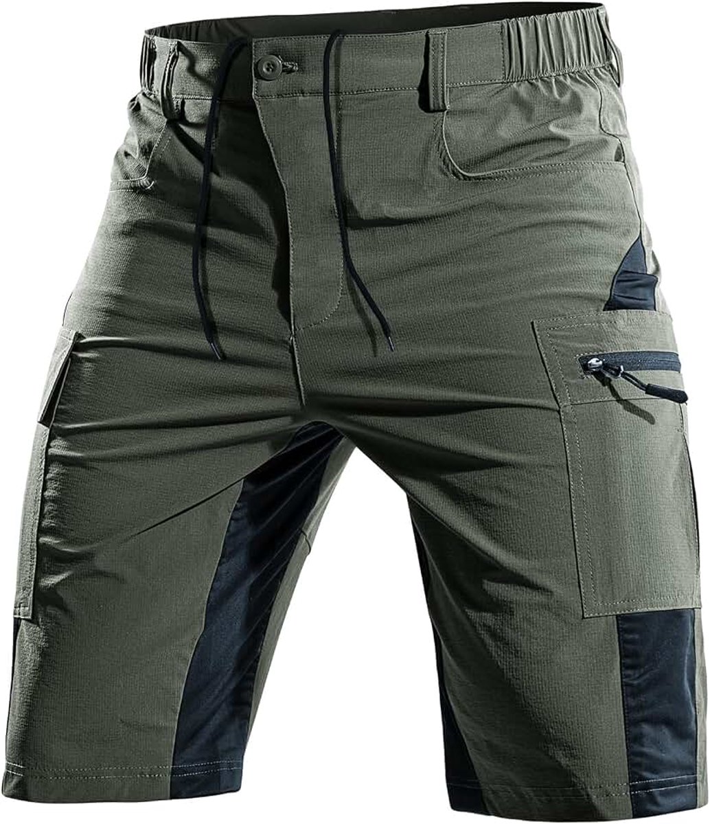 Korte MTB-broek heren, ademend, sneldrogend, bermuda cargo short, fietsbroek voor mountainbike