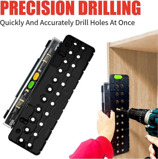 Plankpinmal met 32 ​​Mm Systeem, 1/4" en 5 Mm Gatboorgeleider voor Kastplankbeslag, Boorsjabloon voor Houtbewerking — afbeelding 3