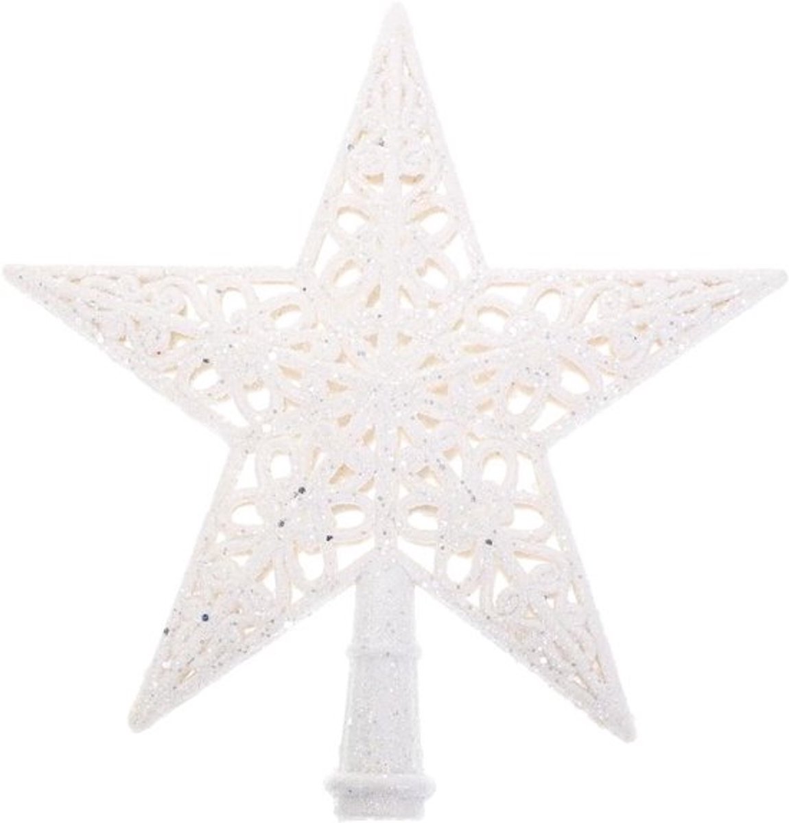 Kerstboom piek 20 cm - Stervormige piek - Witte piek voor dennenboom