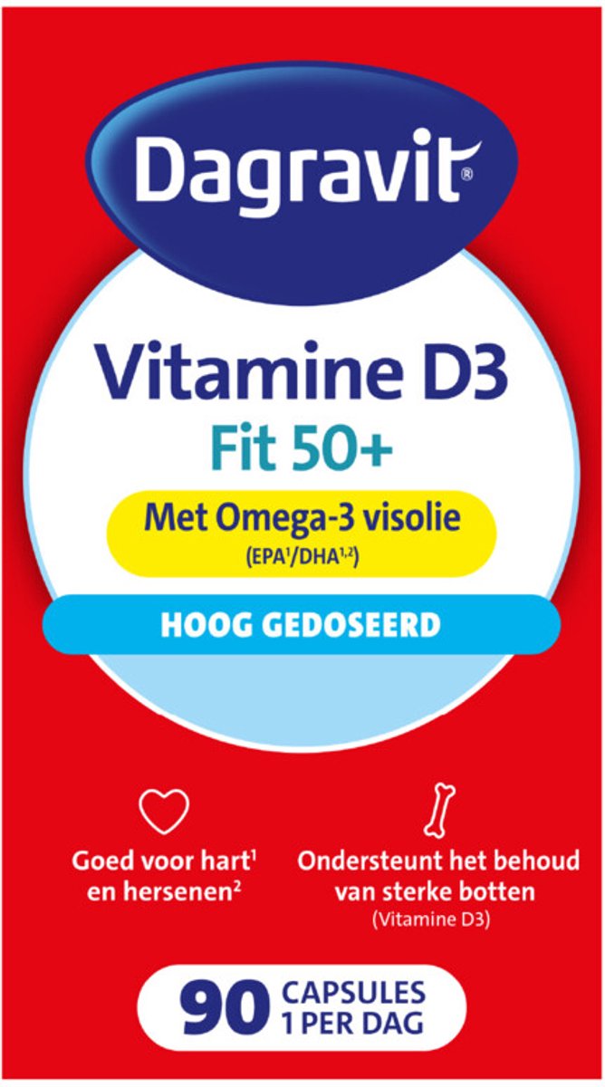 Dagravit - Vitaal 50+ Vitamine D & Omega-3 Visolie - 3 x 90 capsules - Voordeelverpakking