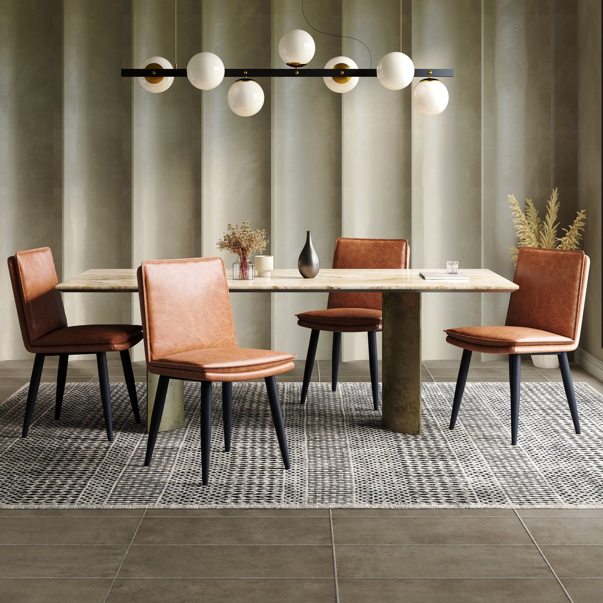 Clruro Eetkamerstoelen - 4 Stuks - Dubbel Gewatteerde Zitting - PU-Leer en Metaal - Bruin