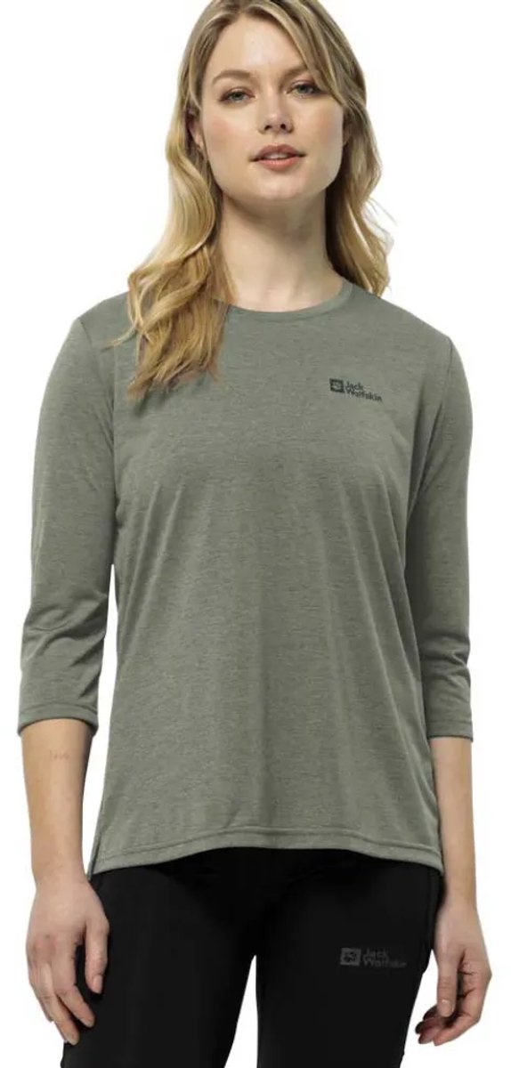 Jack Wolfskin Crosstrail T-shirt Met 3/4 Mouw Groen,Grijs M Vrouw
