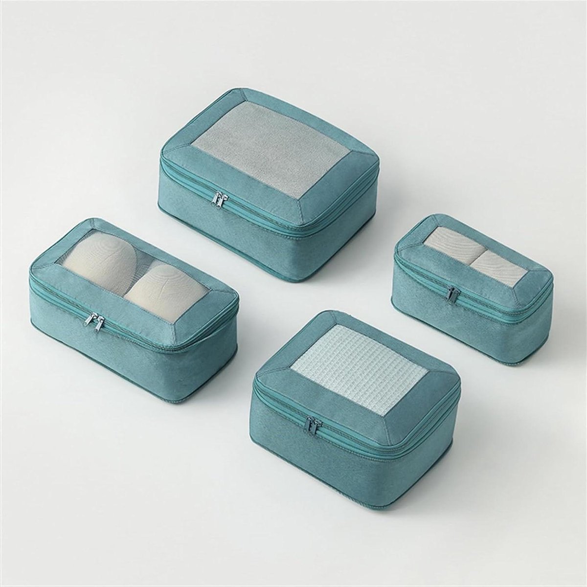 Verpakking Kubussen - Reis Organisatoren - Bagage Ordenen - Waterdicht Canvas - 4 Set - Blauw