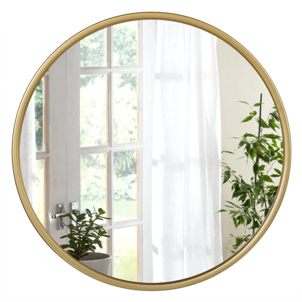 Bresht Ronde Wandspiegel - Spiegel - Rond design - Metalen Frame - Helder spiegelbeeld - 2 ophanghaken - Goud - 50 x 50cm