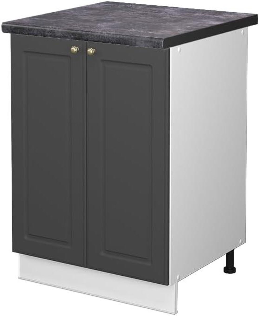 Keukenonderkast - Opbergkast - Keuken Organiseren - Soft-close scharnieren - 60 cm breed - Antraciet Goud