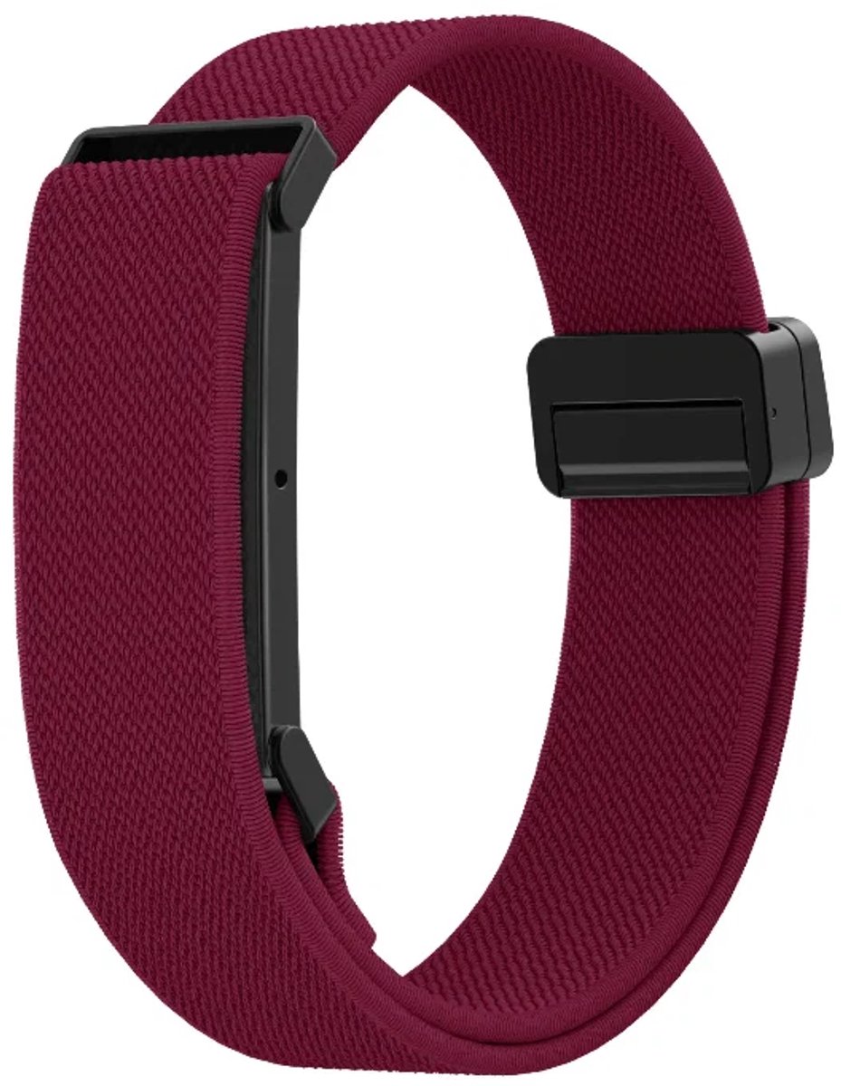 Bandz Nylon bandje met magnetische aansluiting geschikt voor Fitbit Air - Wine Rood