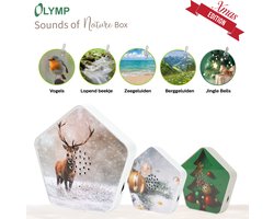 Olymp Sound of Nature Box® Xmas Edition OL8004 - Natuurgeluiden box - Vogelhuisje met geluid - 4 Natuurlijke geluiden en 1 Jingle Bells - 11 Covers + 3 Christmas Covers - Bewegingssensor - Thuis, Toilet, Kantoor - Wit