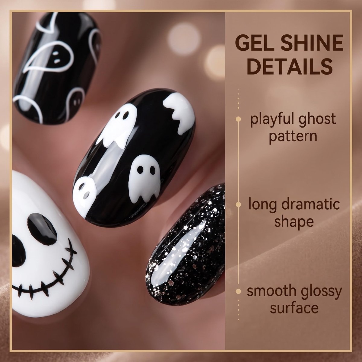 Nagelfolies 24 stuks - zwart-wit spookpatroon - zelfklevend - ideaal voor voeten en nagels - SnelShoppen
