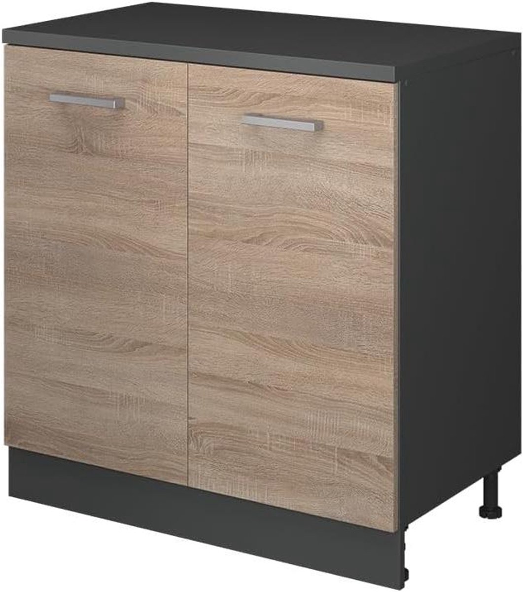 Keukenkast schuine wand - Opbergkast keuken - Ruimte optimaliseren - Verbindingselement schuine kasten - 80 cm breed - Sonoma/Antraciet