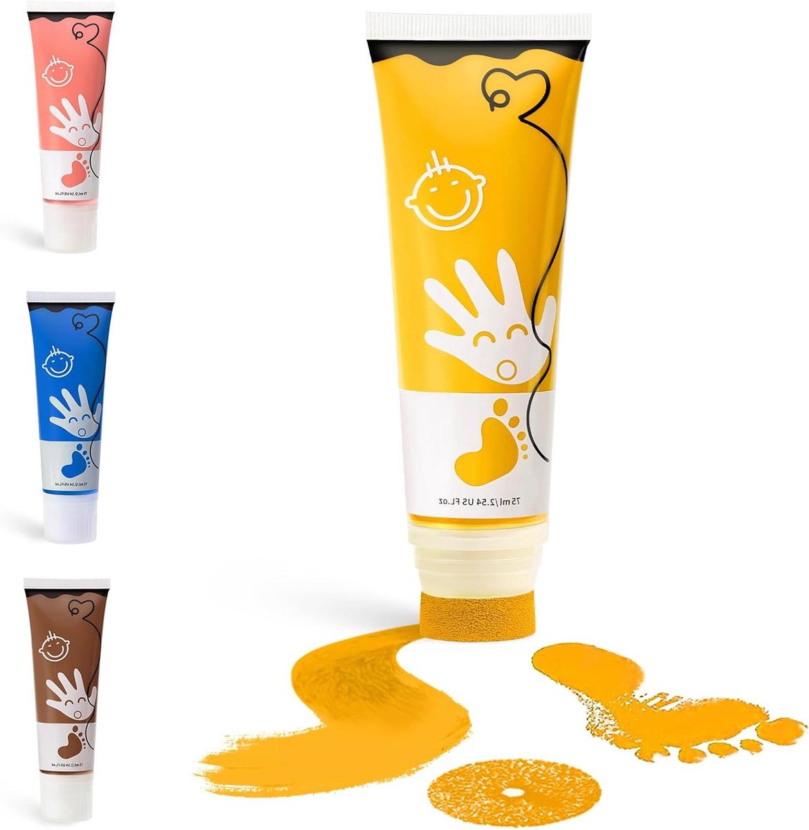 Baby Voetafdrukset - Handafdruk Kit - Herinneringen Maken - Niet Giftige Inkt - 75 ml - Kurkuma Geel