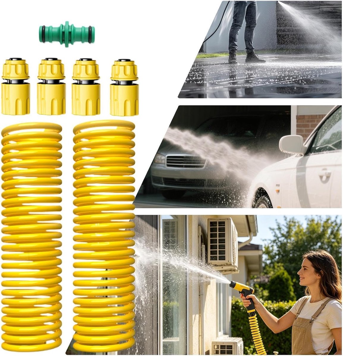 Opgerolde Tuinslang - Intrekbare Slang - Buiten Bewateren - Zelfoprollend Systeem - 45cm Opslag - Geel – foto 6