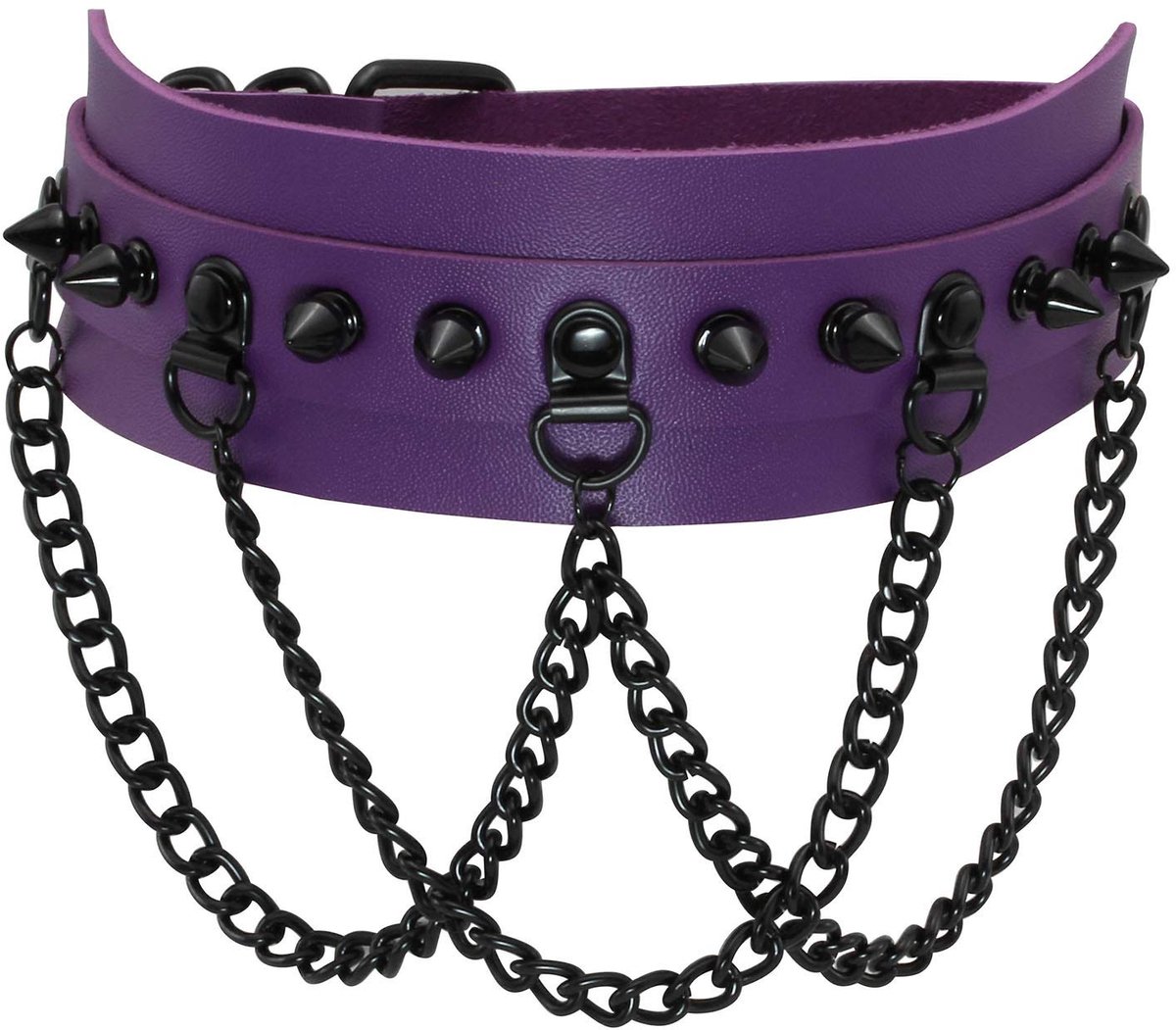 Choker halsketting met spikes - PU-leer met legering - Coole klinknagels - Perfect voor Goth en Punk stijl - SnelShoppen