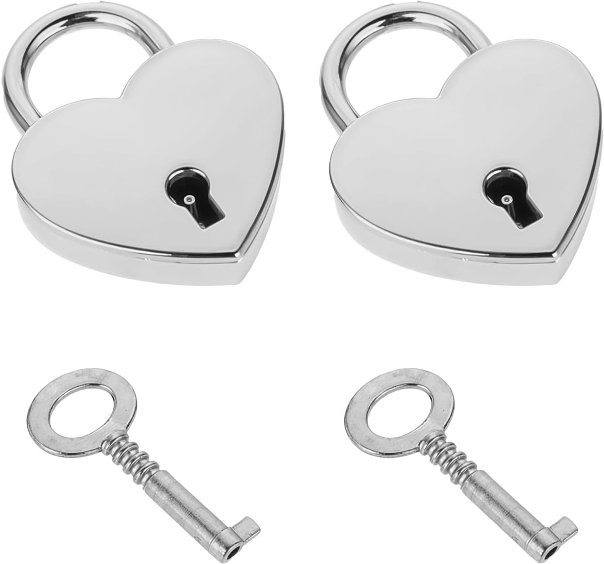 Mini-hangslot hartvorm - metalen sleutelslot - zilverkleurig - perfect voor dagboeken - SnelShoppen