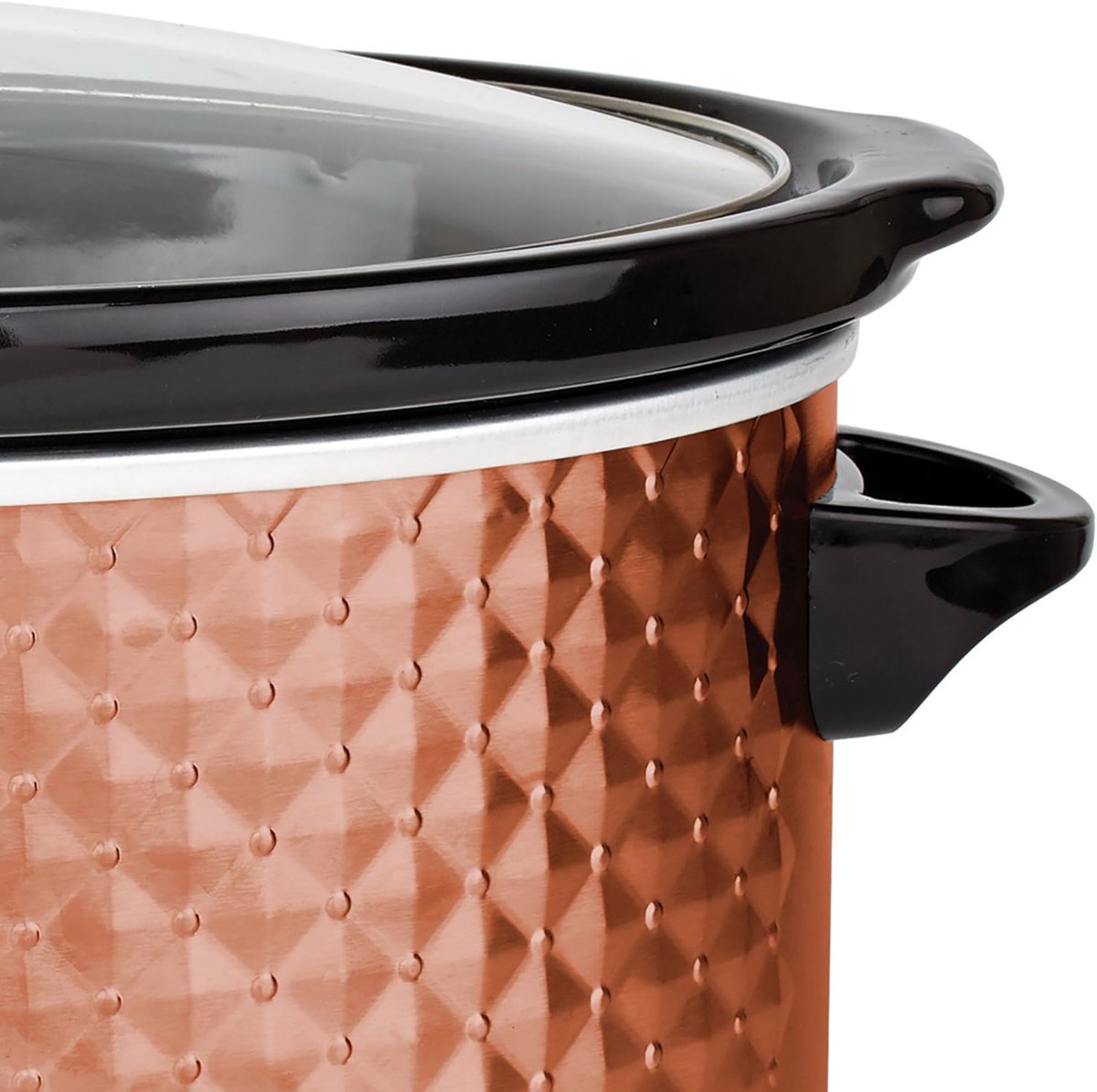 Slowcooker - Kookpot Stoofpot - Langzaam Koken - Draaibaar - 7 Kwarts - Koper Zwart – foto 2