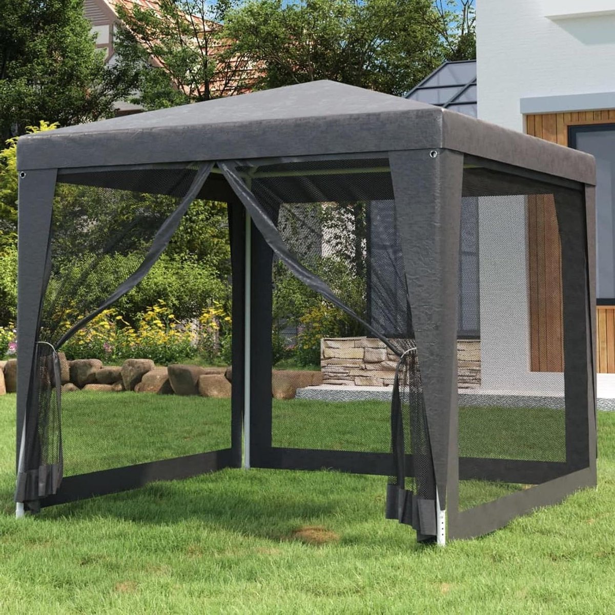 Partytent met Wanden - Feesttent Paviljoen - Feestelijke Bijeenkomsten - Waterdicht HDPE Dak - 2.5 x 2.5 Meter - Antraciet