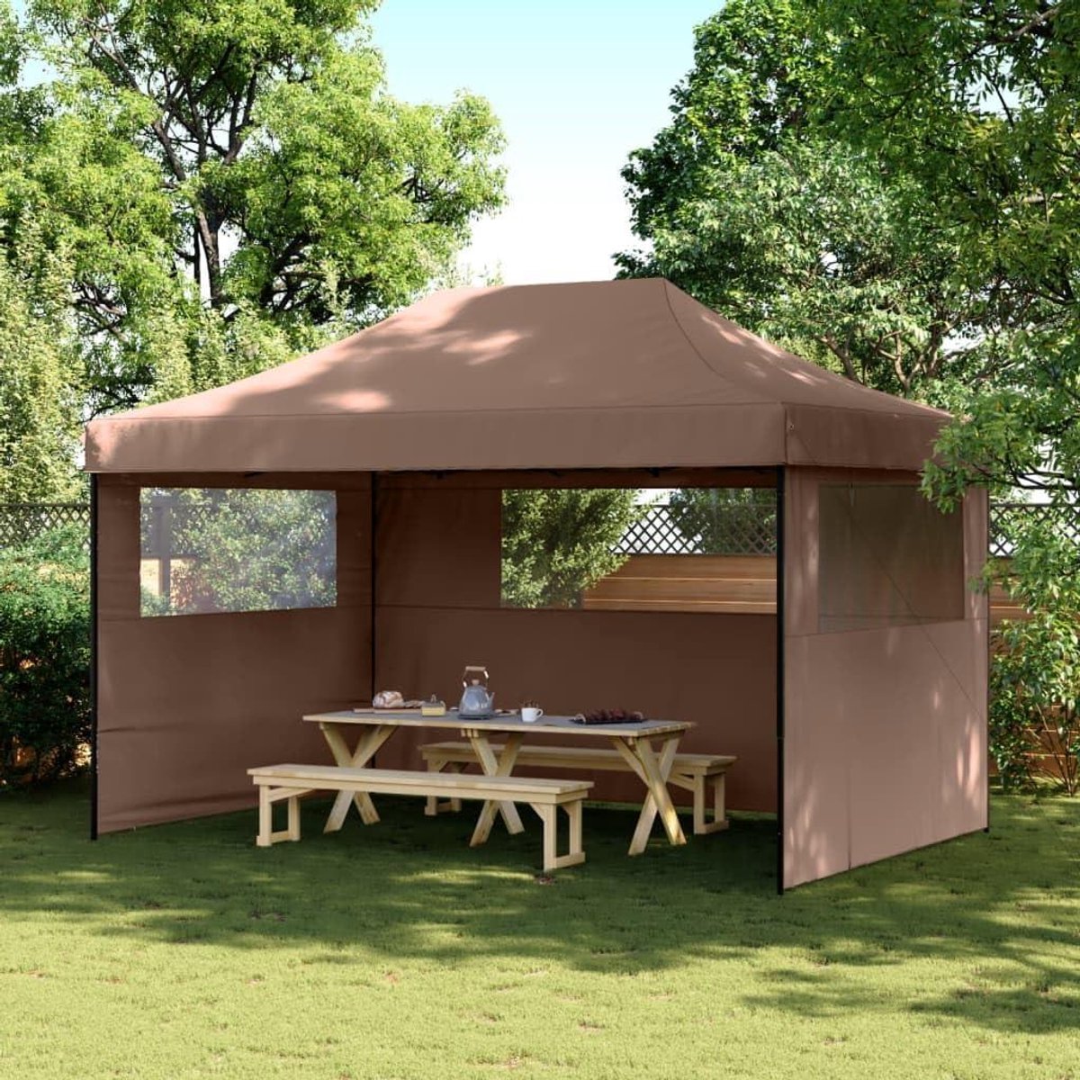 Opvouwbare Partytent - Pop-up Paviljoen - Feestelijke Bijeenkomsten - Pop-up Snel Opgezet - 3x4 Meter - Bruin
