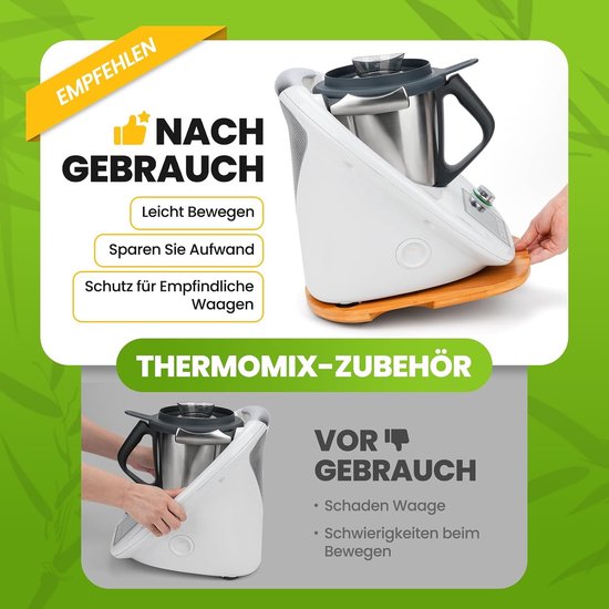 Schuifplank Keukenmachine - Glijplank Bamboe - Apparaat Verplaatsen - Met Wielen - 35x30 cm - Bamboe — afbeelding 2