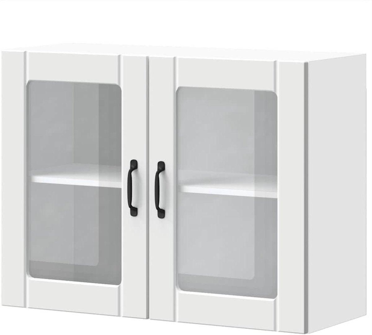 Keukenwandkast - Muurkast Keuken - Keuken Organiseren - Glazen Deur - 80 cm - Wit