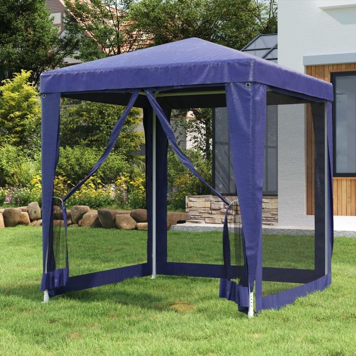 Partytent Blauw - Paviljoen Tent - Feest Organiseren - Met Mesh Wanden - 2 x 2 Meter - Blauw