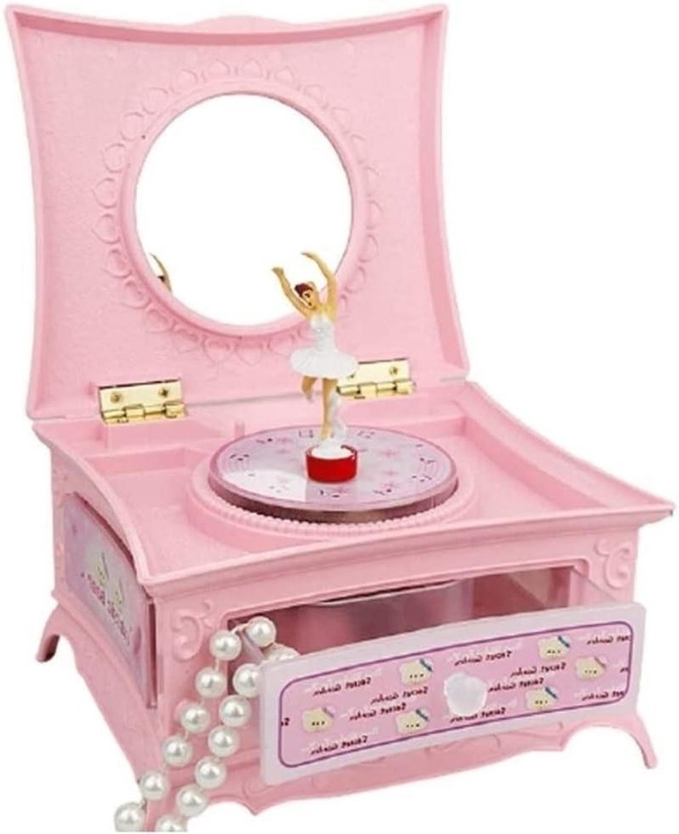 Muziekdoos Sieradenkistje - Sieraden Opberger - Sieraden Organiseren - Draaiende Balletmeisje - 1200 Gram - Roze