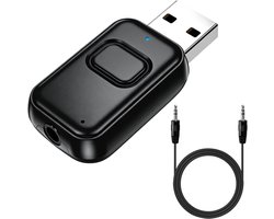 2-in-1 USB 5.4 Bluetooth-adapter (zender en ontvanger) met 3,5 mm jack-aansluiting, draadloze audio met lage latentie voor , pc, auto, luidsprekers en hoofdtelefoons, Plug & Play