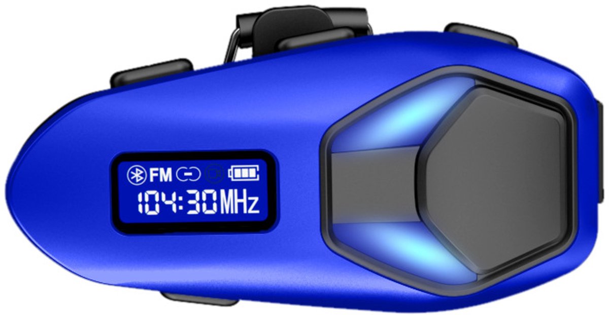 Oortelefoons Luidsprekers voor Motor – Audio-helm voor Fiets, Draadloze Luidspreker voor Motorhelm, Draadloze Oortelefoon, Volledig Blauw ABS