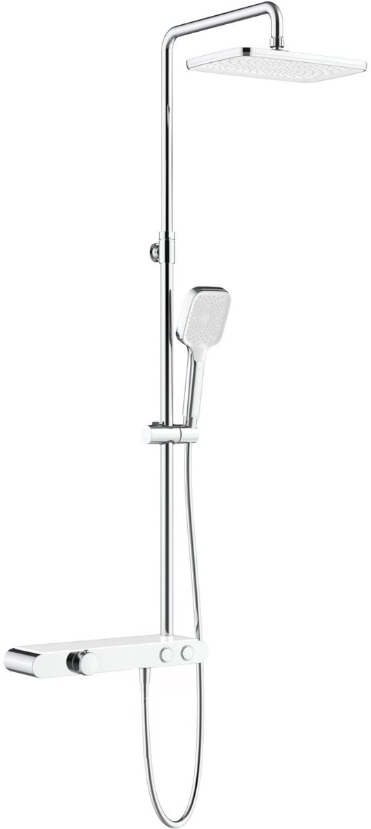 ALONI douchekraan met planchet – chroom/wit