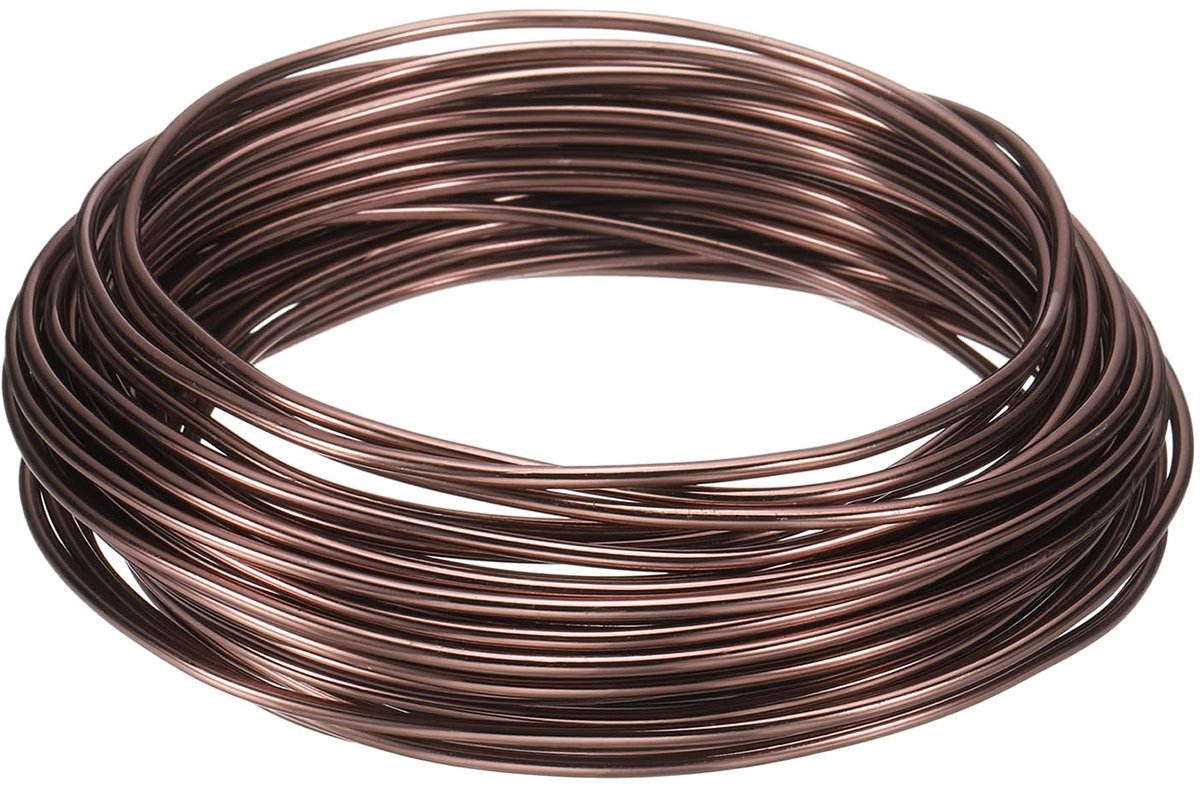 Aluminium, 2 mm, 10 m lengte, flexibele draad voor bonsai voor tuin, tuinbouw, landschapsarchitectuur, plantage, bruin