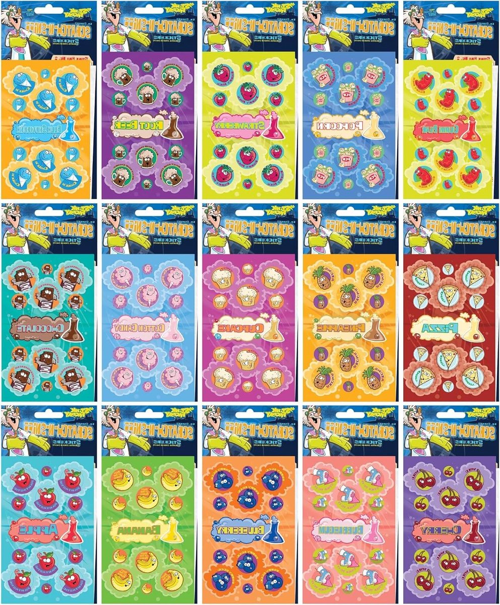 Kras en Ruik Stickers - Geurstickers - Kinderspel - Micro-inkapseling - 405 stuks - Multicolor