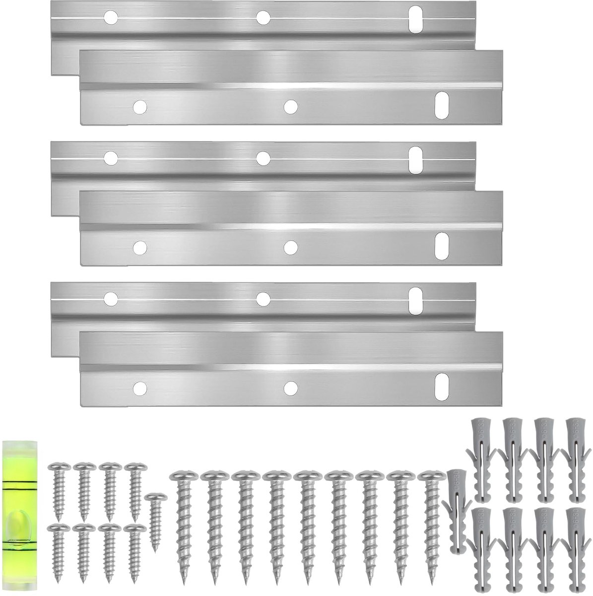 6 stuks Z-klemmen om op te hangen, 15 cm, Franse Cleat rails, zeer belastbaar ophangsysteem, fotohanger, in elkaar grijpende fotolijsthaken voor kast, foto's, spiegelkunstwerken, lijst (zilver)