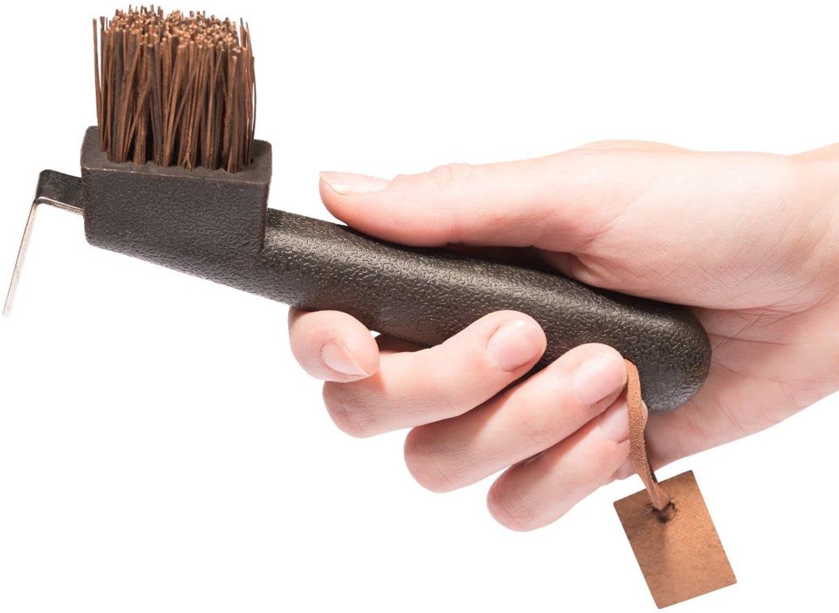 Natuurlijke borstelharen, hoefplukker met borstel | Ergonomische hoefreiniger voor paarden | Paardrijaccessoires | Paardenverzorging | Paardenverzorging in bruin voor hoefverzorging | Hoeven