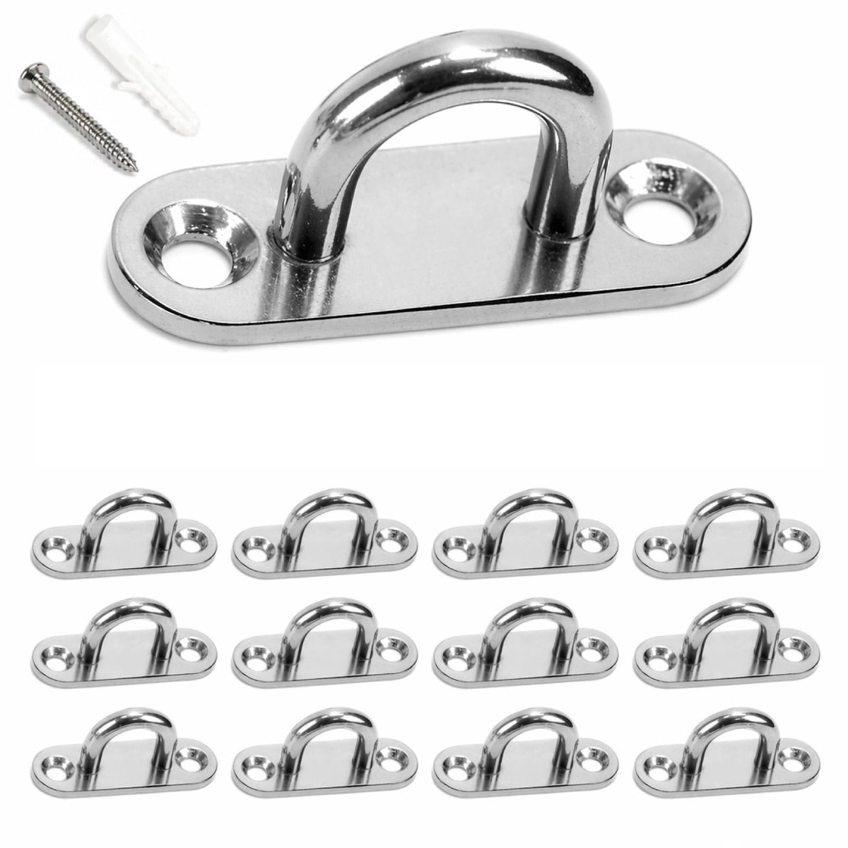 12 stuks oogplaat roestvrij staal oogplaat met oogplaat roestvrij staal oogplaten dekplaat voor plafondhaken hangstoel hangmatten zonnezeil bevestigingshaken wandbevestiging accessoires (zilver)