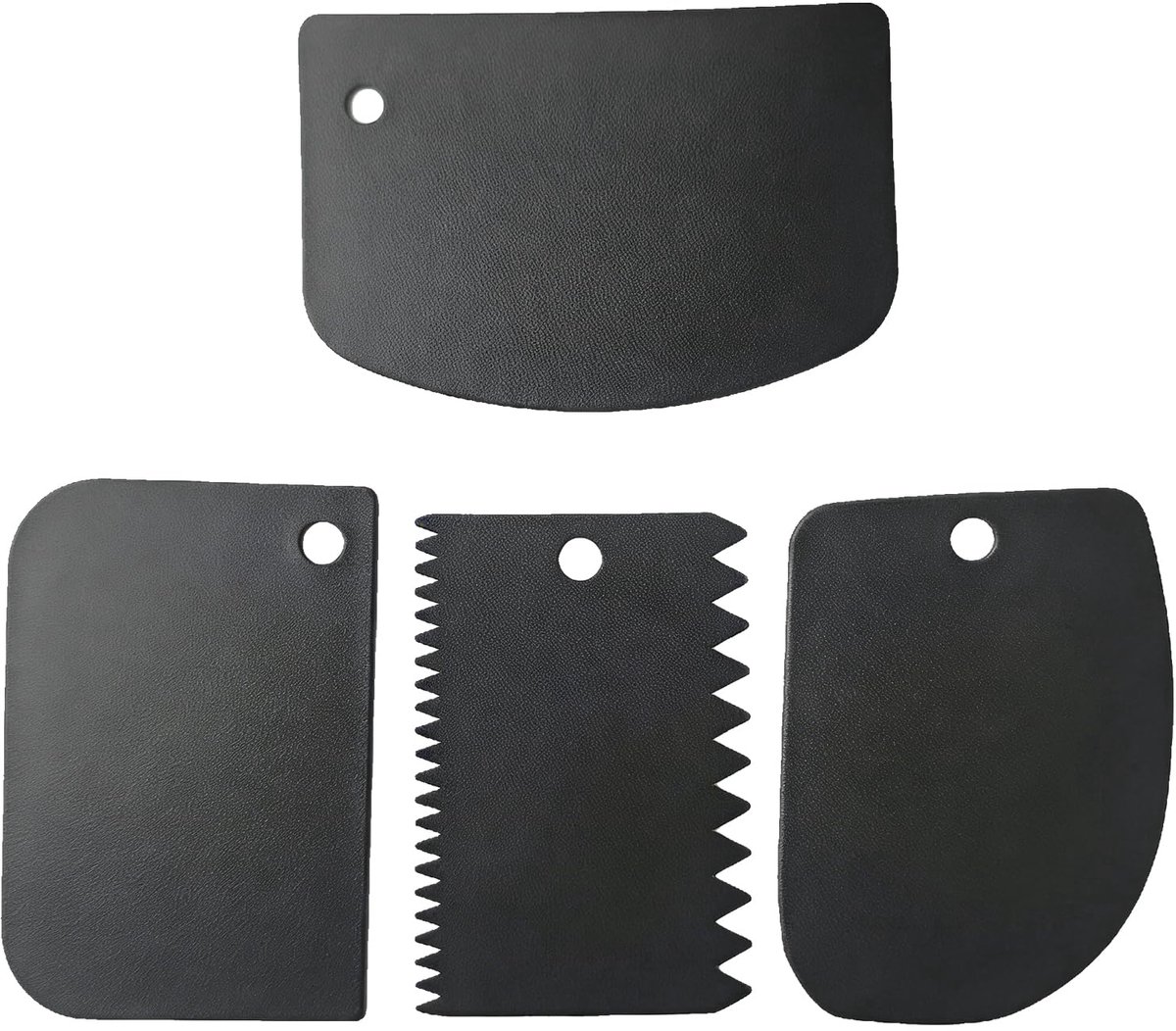 Deegschrapers, 4 stuks, flexibel, BPA-vrij, deegspatel, deegsnijder, antislip keukenschraper voor brood, pizza en cake, 13,5 cm - 10,5 cm