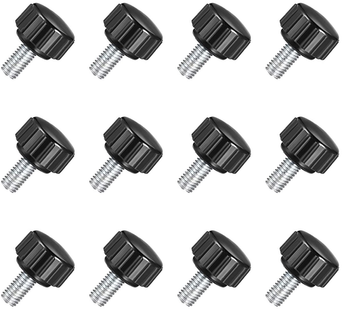 12 stuks M5 x 10 mm buitendraad gekartelde klemknoppen grip, koolstofstaal duim schroef klem handvat bout met thermohardende plastic knoppen
