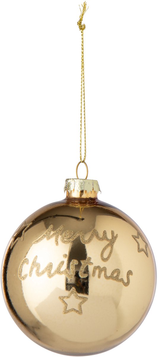 J-Line Kerstbal Merry Christmas - glas - goud - set van 24