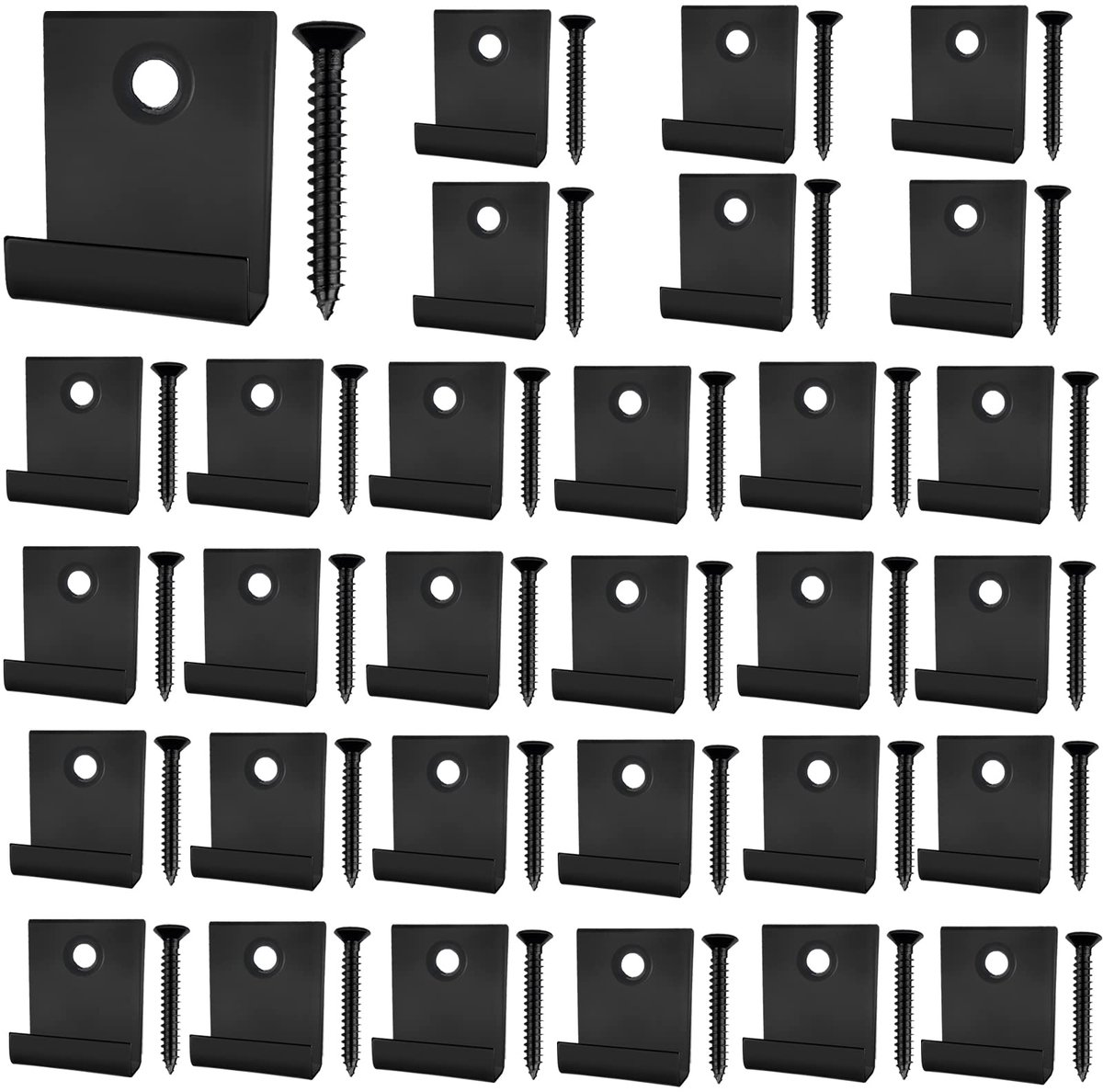 30 stuks composiet terrasklemmen, verborgen startersbevestigingsclip met zelftappende schroef, roestvrij staal, doe-het-zelf hardware (zwart)