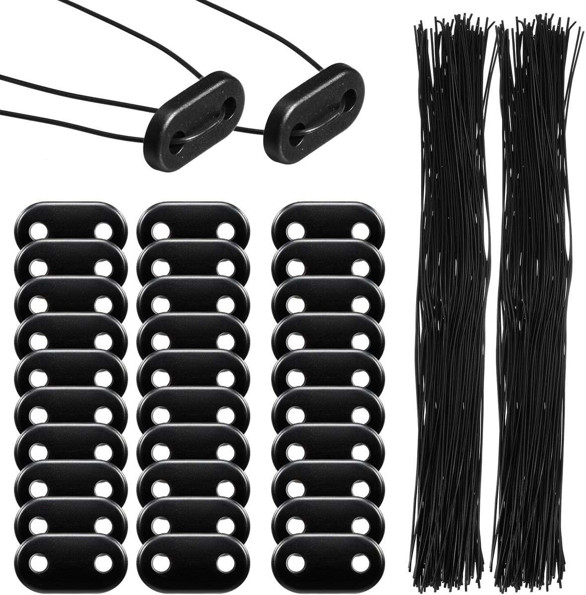 Bevestigingsset voor inkijkbescherming, weerbestendig, inclusief 30 bevestigingsclips, 30 montageplaten, klemmen voor hek, inkijkbescherming, voor tuin, balkon en terras