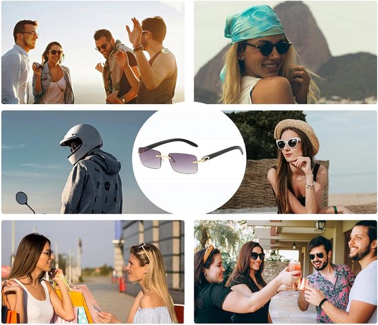 Rimless Zonnebril - Metaal Montuur - Buiten Activiteiten - UV400 Bescherming - Unisex Model - Zilver — afbeelding 4