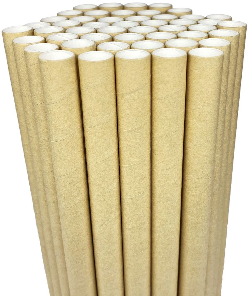 Rietjes Bubble Thee Smoothie Stro Jumbo Milkshake Drinkpapier Rietjes Wegwerp Biologisch Afbreekbaar Extra Breed 12mm Groot voor Boba Bubble Thee Tapioca Parels Party Supplies Kraft 50 Pack