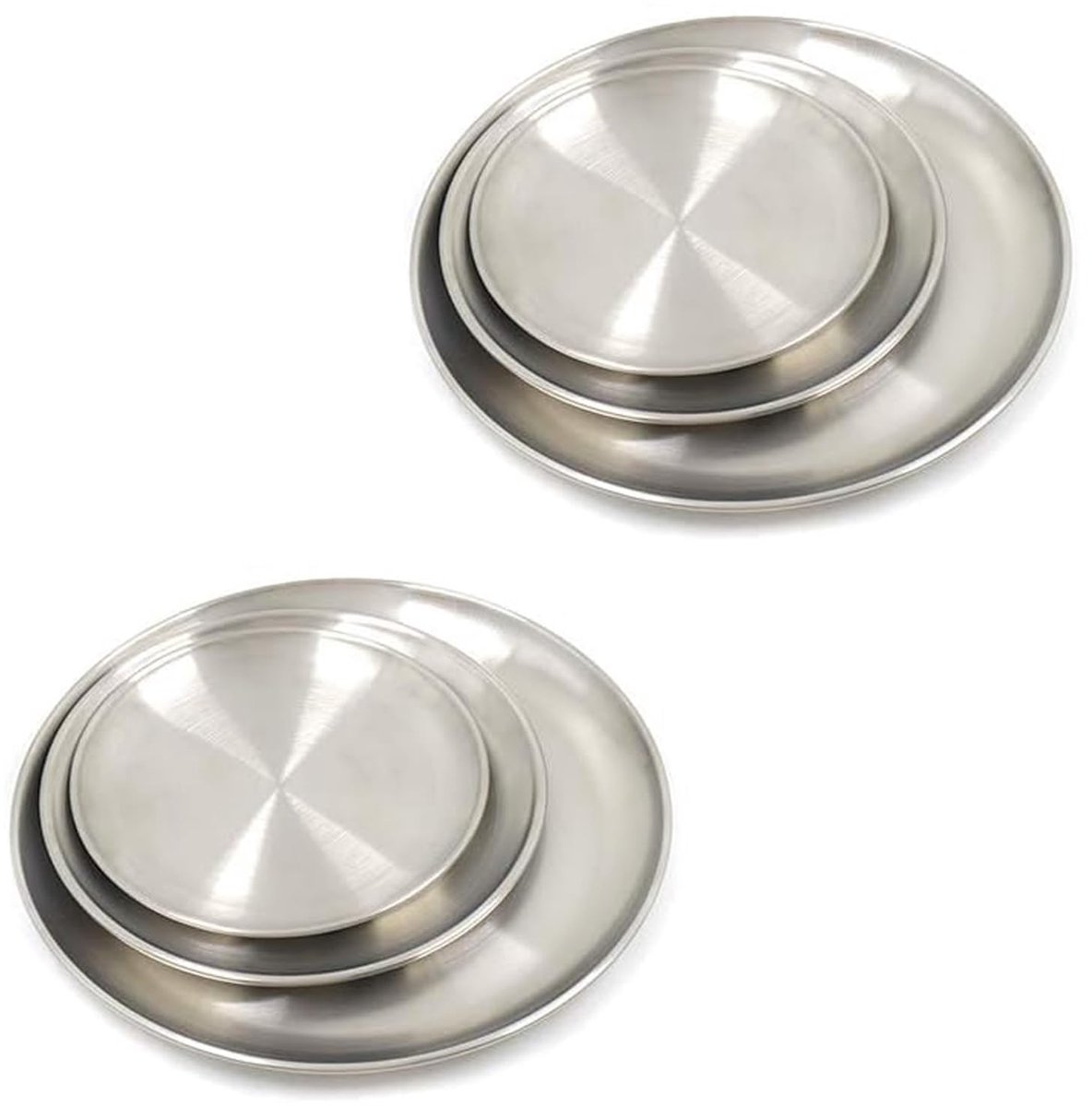 Borden van roestvrij staal, voor camping, ronde borden in verschillende maten, duurzame borden voor picknick, keuken, feestjes (14/17/20 cm)