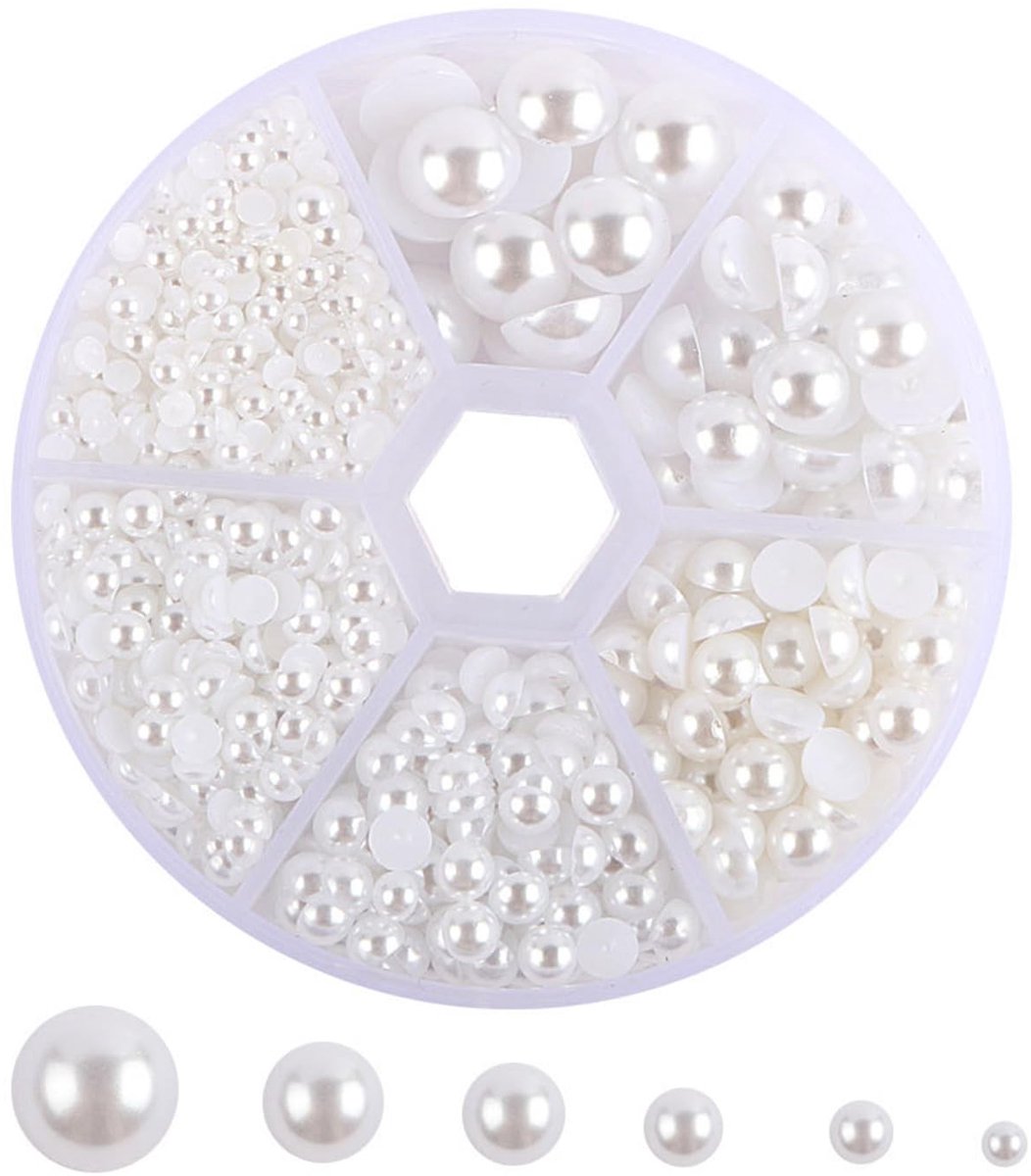 850 stuks 3/4/5/6/8/10 mm halve kralen, platte achterkant, cabochon-kralen voor knutselen, halskettingen, armbanden, sieraden, decoraties, bruiloftsjurken, knutselen