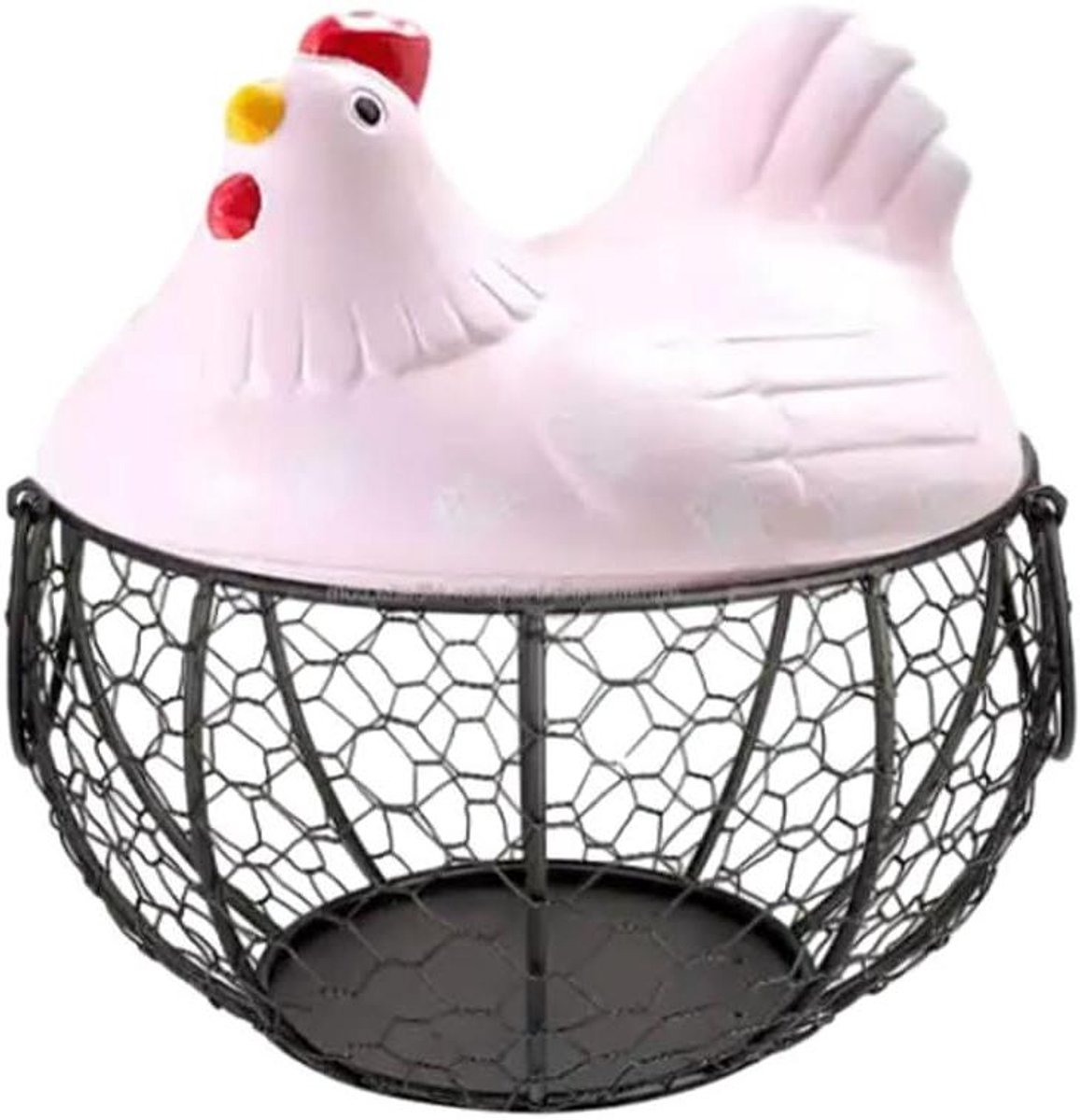 Opbergmandje Kippeneieren - Eierhouder Keuken - Keuken Organiseren - Leuke Kipvorm - Houdt Twaalf Eieren - Roze