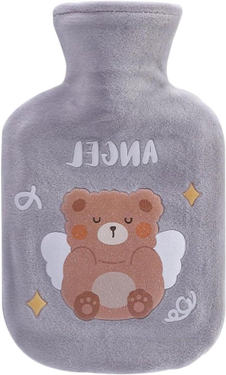Mini warmwaterkruik: 350 ml warmhoudzak voor warmte-therapie, met afneembare hoes - geschikt voor handen, nek, rug, buik en taille - bordeauxgrijs