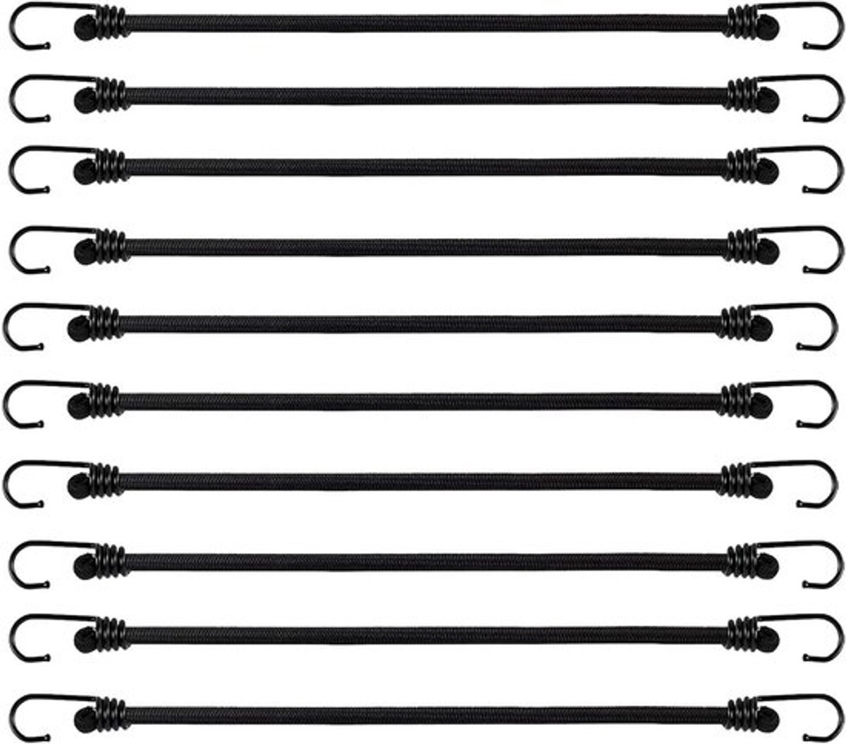 10 stuks elastische spanbanden met haken, bagagespanner voor camping en tentzeil