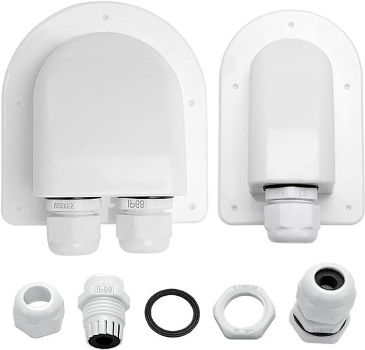 Waterdichte Zonne Kabelinvoerwartel Enkele en Dubbele Gaten ABS IP68 Waterbeschermende Kabelgoot voor Zonnepanelen van Campers Caravans Boten voor Kabel 6-12 mm - Set van 2 stuks