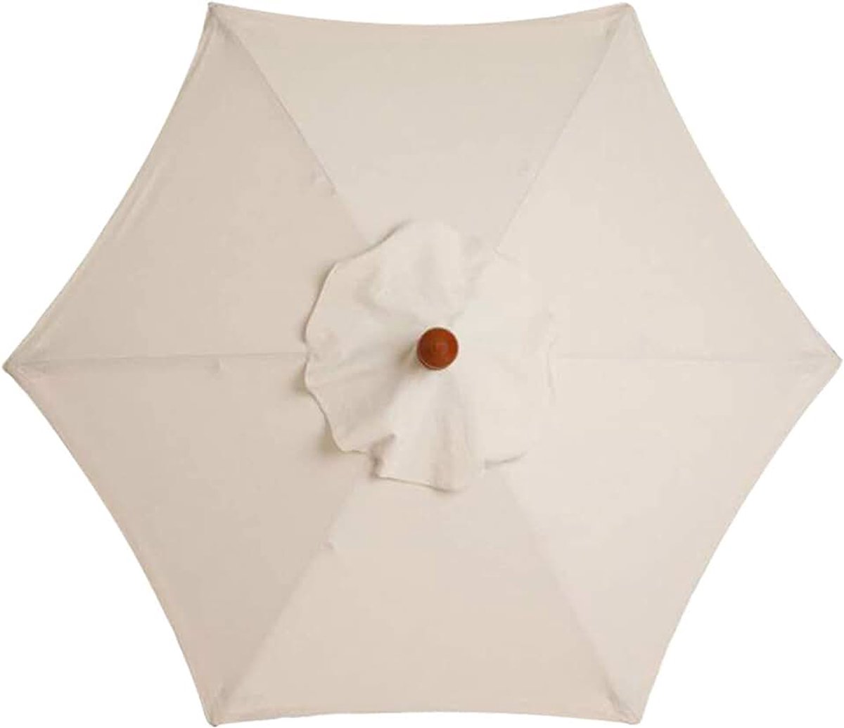 Luifel van 3m parasol, 6 ribben, buitenterras, markt, vervangende parapluhoes voor buiten, terras, tafel, paraplu, vervangende hoes (wit)