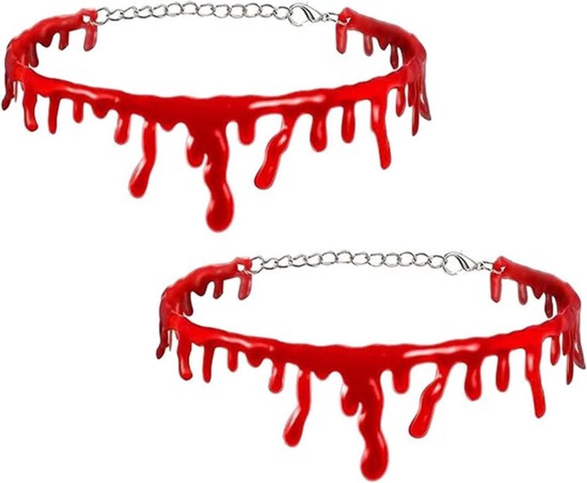 Bloedkettingen voor Halloween - rode horrorkettingen voor vampierkostuum - 2 stuks (carnaval, feest, cosplay)