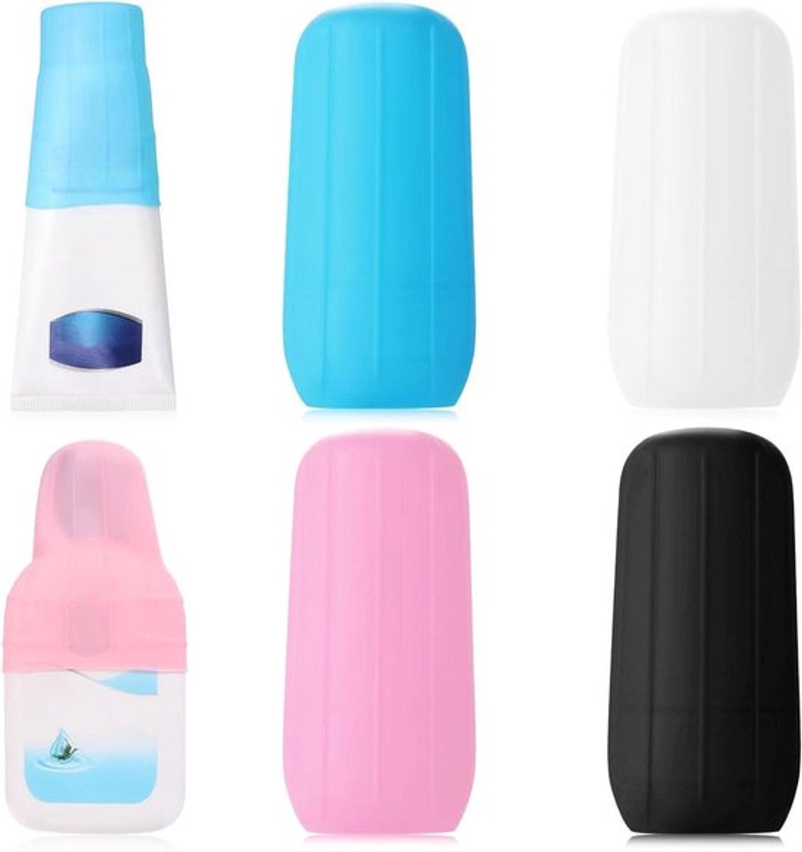 Elastische hoezen voor op reis - herbruikbare lekvrije toilettas covers - set van 4 - meerkleurig - reisbenodigdheden - shampooflessen - toiletartikelen