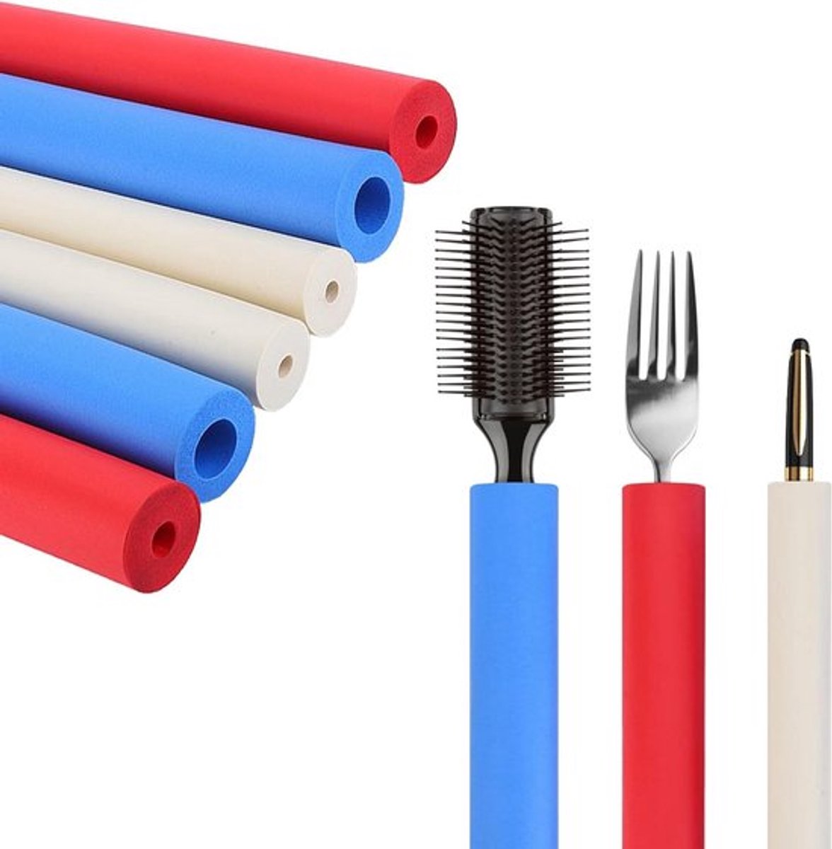 Set van 6 Stukken Schuimslangen met Dikke Handgrepen, Comfortabele Handvatten en Multifunctionele Keukenaccessoires
