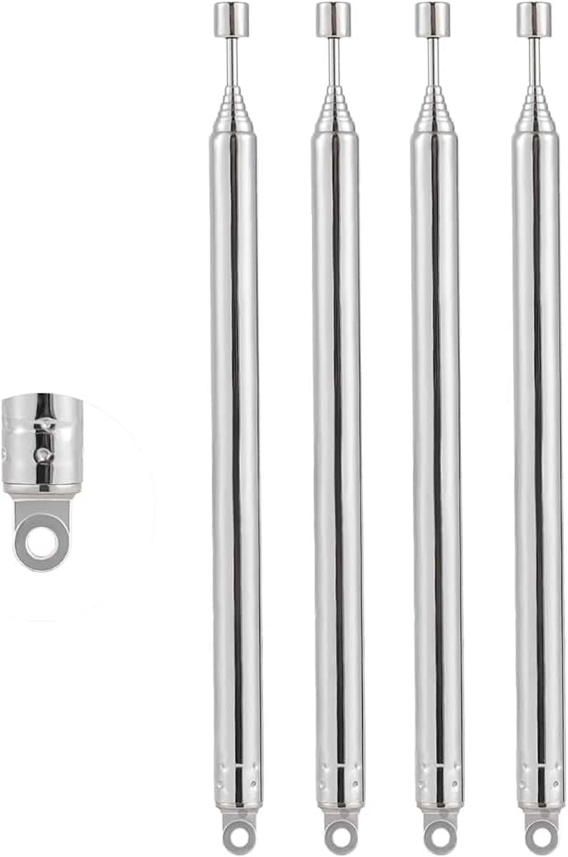 4 Stuks AM FM Telescopische Antenne 8 Secties Draagbare Radio Antenne 72CM/28.35IN voor TV AM FM Radio Stereo Ontvangst
